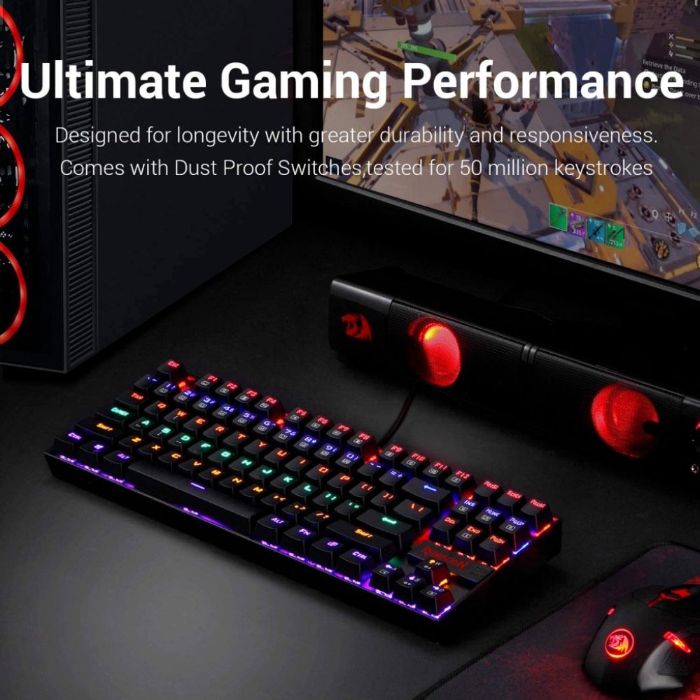 Redragon K552 Mechanical Gaming Keyboard Rainbow LED Backlit Wired NEW